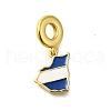 Rack Plating Brass White & Blue Enamel European Dangle Charms KK-M079-21C-G-1