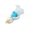 Glass Seed Beaded Flower Figurine Pendants PALLOY-MZ00686-04-4