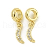 Rack Plating Brass Pave Clear Cubic Zirconia Moon European Dangle Charms KK-Z067-45G-1