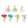 7Pcs 7 Colors Handmade Glass Beaded Flower Pendants PALLOY-MZ00742-1