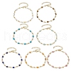 Brass Natural Mixed Stone Link Bracelets for Women BJEW-JB11683-2