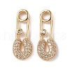 Brass Micro Pave Clear Cubic Zirconia Pendants KK-E068-VF262-2