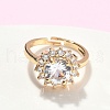 Brass Micro Pave Cubic Zirconia Finger Rings for Women RJEW-C131-03G-2