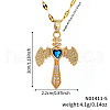 Retro Hip Hop Style Brass Full Rhinestone Heart Wing Sword Pendant Necklaces for Women IJ2885-5-1