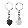 Natural Black Stone & Natural White Jade Heart Keychains KEYC-JKC00548-1
