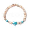 Natural Freshwater Shell with Synthetic Turquoise Beads Stretch Bracelets for Men Women BJEW-JB11745-01-2