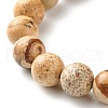 Natural Picture Jasper Round Beads Stretch Bracelet for Girl Women BJEW-JB06895-01-4