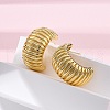 Brass Stripe C-Shaped Stud Earrings EJEW-R025-35G-2