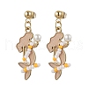 Mermaid 304 Stainless Steel Glass Seed Beads Dangle Stud Earrings EJEW-MZ00460-4
