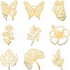Olycraft 9Pcs 9 Styles Custom Carbon Steel Self-adhesive Picture Stickers DIY-OC0009-14B-1