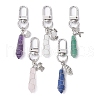 5Pcs 5 Styles Wire Wrapped Bullet Naturl Gemstone Pendant Decoraiton HJEW-JM01391-S-1