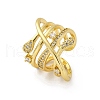 Brass Micro Pave Clear Cubic Zirconia Cuff Rings for Women RJEW-H248-01G-02-4