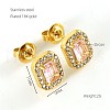 304 Stainless Steel Cubic Zirconia Stud Earrings FS-WGD0B7C-12-1