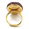 Natural Dyed Jade Oval Adjustable Ring with Rhinestone RJEW-D005-02G-3