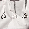304 Stainless Steel Triangle & Rhombus Pendant Necklace with Box Chains JN1045A-4