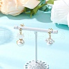 Cat Shape & Paw Print Brass Natural White Shell Dangle Stud Earrings EJEW-TA00644-1