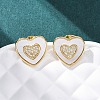 Heart Brass Micro Pave Clear Cubic Zirconia Stud Earrings KK-D363-12B-G-5