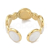 Ion Plating(IP) 304 Stainless Steel Enamel Cuff Finger Rings RJEW-L107-038G-01-3