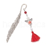 Natural & Dyed Malaysia Jade & Imitation Pearl Angel Pendant Bookmark AJEW-JK00361-4