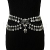 Alloy & Rhinestone & Plastic Pearl Double Layer Coin Tassel Waist Belly Chains for Dancer FS-WG8EEAF-06-1