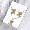 Bear Brass Micro Pave Cubic Zirconia Stud Earrings & Pendant Necklaces Sets SJEW-Z002-01G-1