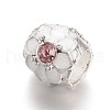 Barrel with Flower Alloy Enamel European Beads MPDL-L014-09F-1