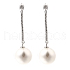 925 Sterling Silver Clear Cubic Zirconia Round Dangle Stud Earrings EJEW-L300-06P-4