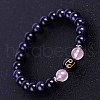 Cancer Round Synthetic Blue Goldstone & Natural Rose Quartz Stretch Bracelets for Women Men EA3132-6-1
