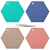 Gorgecraft 4Pcs 4 Colors Honeycomb Pattern Silicone Hot Pads AJEW-GF0008-33A-1