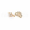 Brass Micro Pave Clear Cubic Zirconia Connector Charms KK-S356-714-2