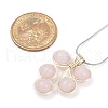 Leaf Copper Wire Wrapped Natural Rose Quartz Beaded Pendant Necklaces NJEW-JN05218-05-3