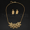 Leaf Brass Stud Earrings & Pendant Necklaces Sets for Women KK7386-1