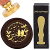 Brass Wax Seal Stamp with Wood Handle AJEW-WH0412-0286-1