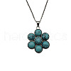 Natural Turquoise Flower Pendant Necklace FO7861-13-1