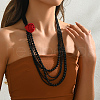 Elegant Plastic Mmulti-layer Beaded Red Flower Pendant Necklaces for Women QQ0042-2