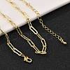 Brass Textured Paperclip Chain Necklaces for Women Men NJEW-F337-02G-02-5