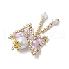 Glass Seed Beaded Butterfly Pendants PALLOY-MZ00649-04-4