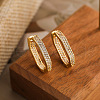 Oval Brass Micro Pave Cubic Zirconia Hoop Earrings FS-WG2CC95-02-1
