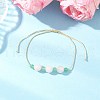 Natural Malaysia Jade & Rose Quartz Round Beaded Braided Bead Bracelets for Women BJEW-JB11987-1