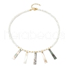 Natural Black Lip Shell Trapezoid Pendant Necklaces NJEW-JN05217-2