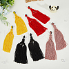 FIBLOOM 4 Pairs 4 Colors Polyester Tassels Earrings with Seed Beaded EJEW-FI0002-96-4