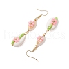 Cowrie Shell Flower Dangle Earrings EJEW-MZ00250-5