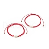 2Pcs 2 Style Natural Pearl Braided Bead Bracelets Set with Nylon Cord for Women BJEW-JB09141-01-4