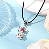 Angel Glass Sead Beaded Pendant Necklaces NJEW-MZ00094-05-1
