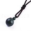 Natural Moss Agate Pendant Necklaces NJEW-P241-A04-3