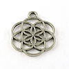 Tibetan Style Flower Alloy Pendants X-TIBEP-R345-38AS-RS-1