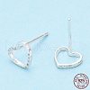 925 Sterling Silver Hollow Heart Stud Earrings STER-T005-07-5