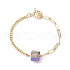 Electroplated Hexagon Prism Natural Quartz Link Bracelets BJEW-JB10753-03-1