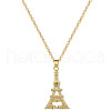 Brass Micro Pave Clear Cubic Zirconia Eiffel Tower Love Pendant Necklaces FS-WG3E8D3-01-5