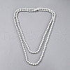 8.2MM Baking Painted Pearlized Glass Pearl Round Beaded Long Necklaces HY-T002-03A-1